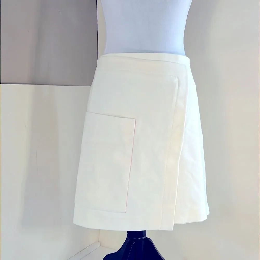 Halston Heritage Super Mod Faux Wrap Mini Skirt with Pocket! Size 14 NWT White